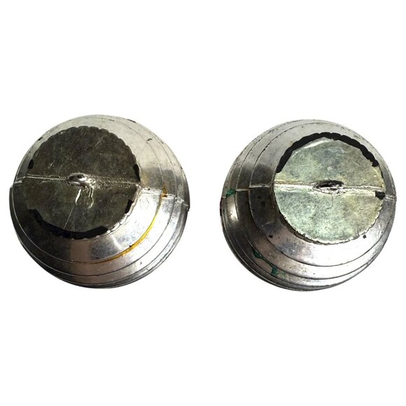 2 Vintage Bradford Hard Plastic Barrel Lantern Christmas Ornament Striped Silver - Picture 5 of 7